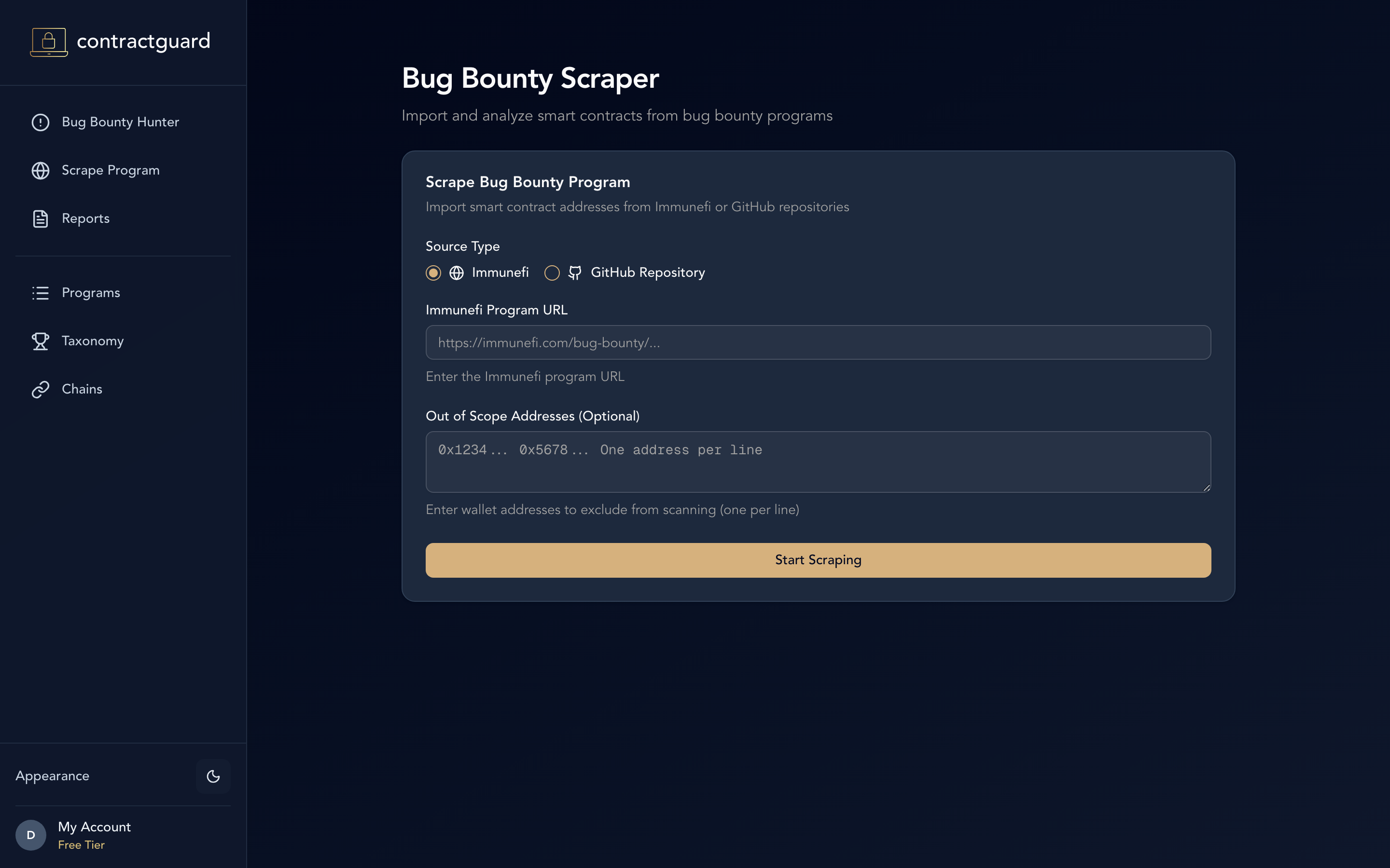 ContractGuard contract scraping and discovery engine