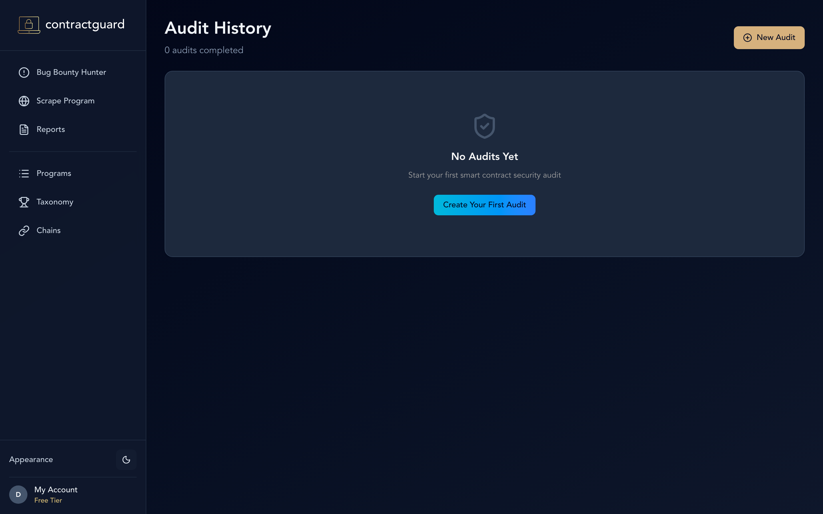 ContractGuard dashboard audits list