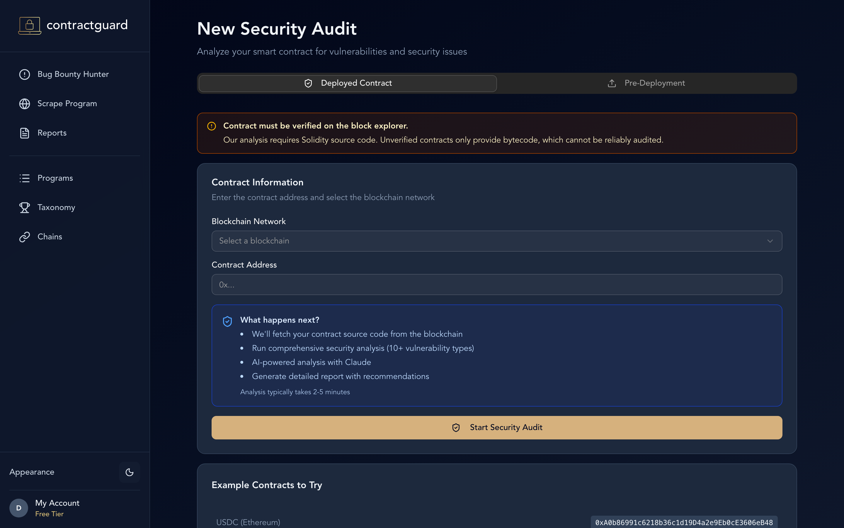 ContractGuard new security audit form