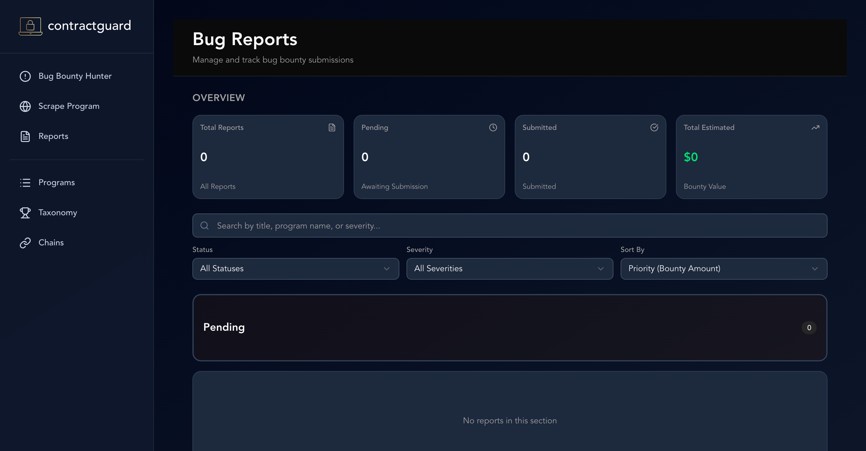 ContractGuard dashboard reports overview
