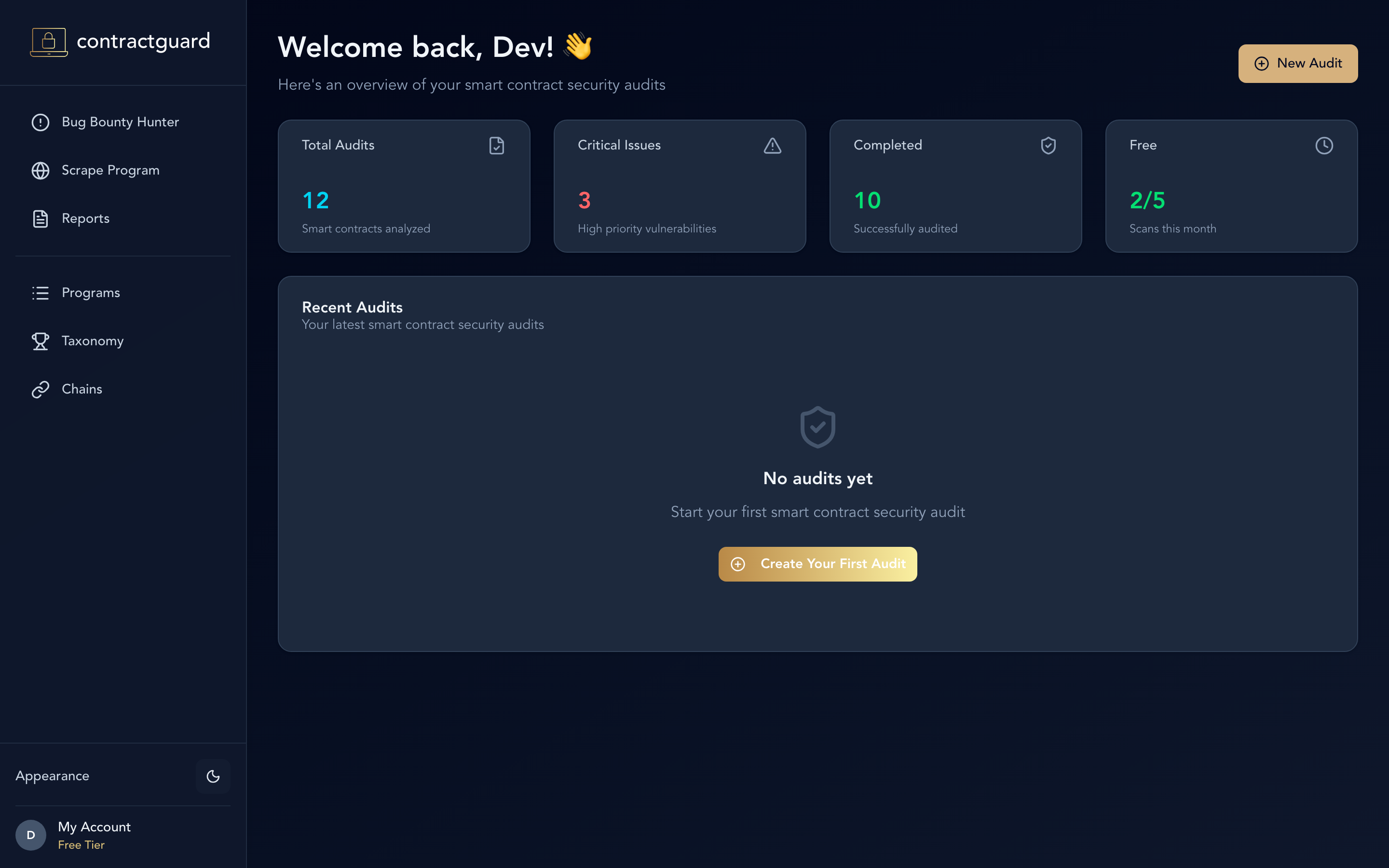 ContractGuard main dashboard
